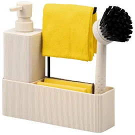 ELUNO Spülbecken Organizer 20,5 x 22,5 x 6,5 cm Farbe Beige/Weiß
