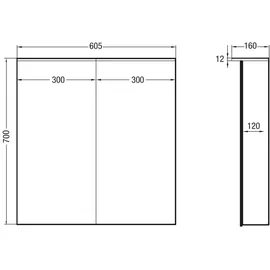 Megabad Profi Collection Spiegelschrank 60 cm MBSPL60, Badmöbel,