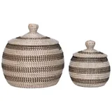 VCM Allzweckkorb Ipoh 2er Set 40 x 40 x 20 cm natur, schwarz