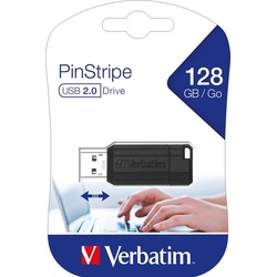 Verbatim Verbatim USB Stick 128GB Speicherstick Drive PinStripe schwarz USB 2.0 USB-Stick