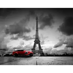 Fototapete PAPERMOON "Oldtimer Eiffelturm", bunt, B:2,50m L:1,86m, Vlies, Tapeten