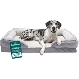 Furhaven XXL kühlendes Gel-Schaumstoff-Hundebett, Perfekter Komfort, Plüsch & Samtwellen, Sofa-Stil mit abnehmbarem, waschbarem Bezug, Granitgrau, Jumbo Plus (Größe XXL)