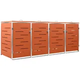 vidaXL Mülltonnenbox für 4 Tonnen 276,5 x 77,5 x 115,5 cm orange