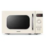 Midea Comfee CMSRO 20 di cr Mikrowelle im Retro-Stil / Retro-Mikrowellenherd mit 8 Auto-Menüs, 5 Kochleistungsstufen, Express-Kochtaste,Express-Kochtaste, 20L, 800W, Apricot Cream