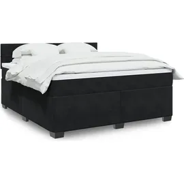 vidaXL Boxspringbett mit Matratze Schwarz 180x200 cm Samt