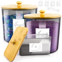 Waschpulver Aufbewahrungsbox, mit Etiketten, Waschmittel Aufbewahrung, aus Kunststoff, Aufbewahrung Waschmittel, zur Aufbewahrung von Waschpulver, für Waschmittelkapseln (1, Grau)