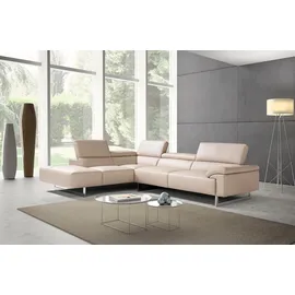 Egoitaliano Ecksofa "Malika, elegant und bequem, Designsofa, L-Form", weiß (paper), B:300cm H:94cm T:107cm, Leder »BULL« (echtes Rindsleder). Geschliffenes, pigmentiertes und behandeltes Rindsleder mit einer Dicke von 1, 3-1, 5 mm.