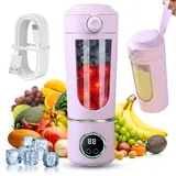 Tragbarer Mixer Smoothie Maker 700ml, Mini Standmixer mit 12 Edelstahlklingen, USB Aufladbarer Smoothie Maker To Go, Portable Mixer für Shakes, Früchte, Gemüse & Proteinshakes mit Digitalanzeige