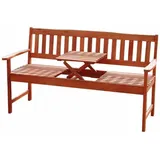 3-sitzer FSC Eukalyptus Gartenbank mit integr Tisch Sitzbank Holzbank Klapptisch
