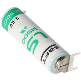 Saft LS14500 AA Ltihium Batterie 3,6 Volt mit Printanschluss, LS14500 LiSOCl2 2600mAh 1er Print - / 2er Print +
