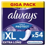 Always Daily Protect Extra Long (54 Binden), Giga Pack, mit frischem Duft, passend für alle Slipformen, atmungsaktiv, flexibel