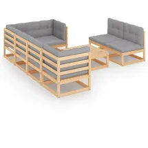 vidaXL 8-tlg. Loungeset mit Kissen grau