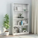 vidaXL Bücherregal 4 Fächer Hochglanz-Weiß 80x24x142 cm Holzwerkstoff