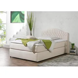 Boxspringbett MAINTAL, beige (creme), Liegefläche B/L: 100cm x 200cm, H2, Bonnell-Federkernmatratze, Seitliche Einfassung Unterbox und Obermatratze: Mikrovelours (100% Polyester), Spiegelfläche der Unterbox und Obermatratze: 100% Polyester, Komplettbetten, in diversen Ausführungen
