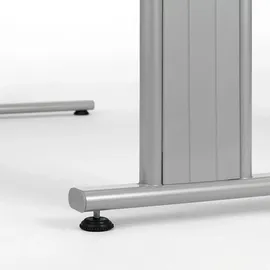 Geramöbel Flex höhenverstellbarer Schreibtisch ahorn quadratisch, C-Fuß-Gestell silber 80,0 x 80,0 cm
