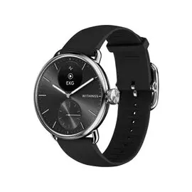 Withings ScanWatch 2 38 mm schwarz/silber, Sport Fluorelastomer-Armband schwarz/silber