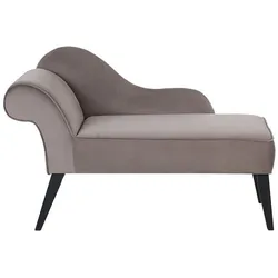 Linksseitige Chaiselounge BIARRITZ Samtstoff Taupe
