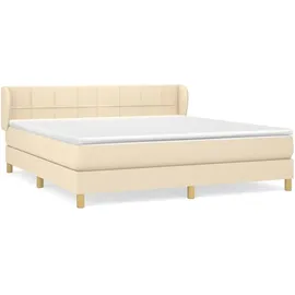 vidaXL Boxspringbett mit Matratze Creme 180x200 cm Stoff