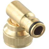 Messing abgewinkelter Wasserhahnanschluss 3/4 Zoll 2in1, 90° Winkel weiblich drehbarer Schlauchverbinder 360° Schlauchtrommel Schwenkwinkel Schnellverbindungen