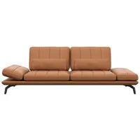 3-Sitzer FLEXLUX "Tropea Funktionssofa, Designsofa, Relaxfunktion, TV-Couch" Sofas Gr. B/H/T: 252cm x 90cm x 145cm, Echtleder, braun (modern cognac brown) mit Armteilverstellung sowie Sitztiefenverstellung, Breite 252 cm