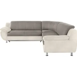 TRENDMANUFAKTUR Ecksofa "Rondo 3, zeitlos und modern, im Materialmix, L-Form", beige (beige, tan), B:267cm H:85cm T:247cm, Luxus-Microfaser ALCAZAR;Struktur fein;Kunstleder SOFTLUX / Struktur (77% Polyester; 23% Polyacryl), Sofas, Ecksofa, wahlweise Federkern für hohen 