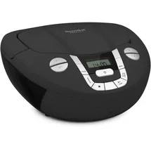 TechniSat Viola CD-1 - tragbarer Stereo CD-Player, Boombox mit praktischem Tragegriff (Radio für Kinder, UKW Radiotuner, Bluetooth-Empfang, 2 x 1 W RMS-Leistung, Netz- und Batteriebetrieb) schwarz