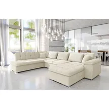 Mirjan24 Ecksofa Niko Bis Cord, Polsterecke mit Bettkasten und Schlaffunktion, Sofa, Polstergarnitur (Farbe: Poso 100, Seite: Rechts) - Beige