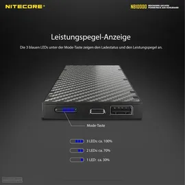 Nitecore NB10000 Externer Akku 10.000 mAh, Schwarz