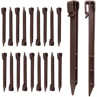 Meision 20stk Kunststoffnägel Erdanker 25cm, Rasenkante Kunststoff Robust, Kunststoff Heringe Geeignet für Weiche Böden in Rasenflächen und Gärten, Braun