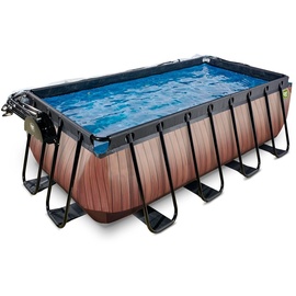 EXIT TOYS Wood Pool 400 x 200 x 122 cm inkl. Sandfilter, Abdeckung und Wärmepumpe