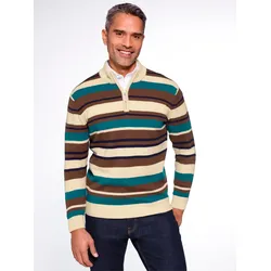 Stehkragenpullover CLASSIC "Stehkragen-Pullover", Herren, Gr. 54, sand, schoko, gemustert, 100% Polyacryl, gemustert, mehrfarbig, gestreift, Langarm, Pullover
