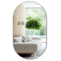 Tulup Spiegel, Blaugrau, Glas, Oval, 52x90x0.4 cm, Spiegel, Wandspiegel