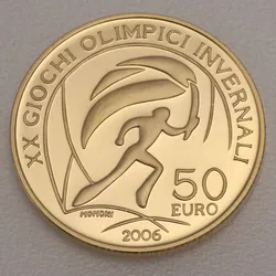 Goldmünze 50 Euro Olympische Flamme 2006 (Italien)