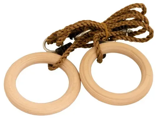 Turnringe aus Holz Ø 15,8 cm für Kinder Buchenholz, Seillänge verstellbar, holzfarben - Nordic Play - Belastbar bis 50 kg, ab 4 Jahren