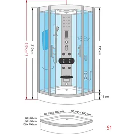 AcquaVapore Dampfdusche Duschtempel Sauna Dusche Duschkabine D46-13M3-EC 90x90