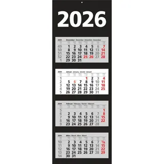 Adina 2026 Adina Wandkalender Viermonatskalender in Blockform mit Tagesanzeiger 92x33cm