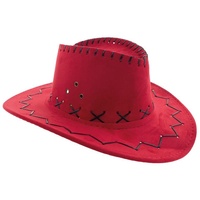 Alsino Cowboyhut Cowboy Hut Kinder Western Cowgirl Kostüm Westernhut Fasching Karneval Mottoparty Party Geburtstag Verkleidung Outfit, rot