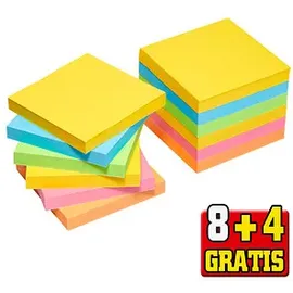 Post-it Post-it® Super Sticky Carnival Haftnotizen extrastark farbsortiert, 8 Blöcke + GRATIS 4 Blöcke