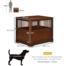 PawHut Hundekäfig Braun 80,5 x 59,5 x 67,5 cm