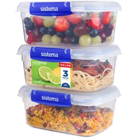 Sistema Frischhaltedose rechteckig blau 1 l 3-teiliges Set