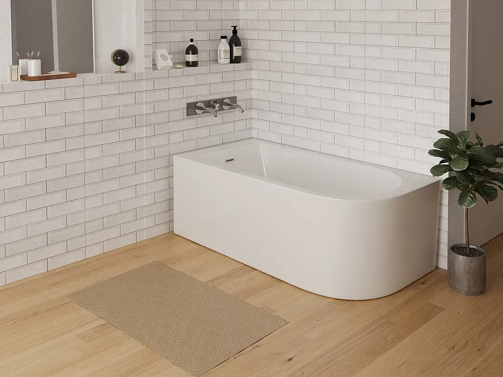 Eckbadewanne - 240L - 170 x 75 x 58 cm - Ecke Links - Weiß - ANIKA