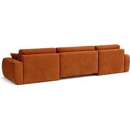 kaiser möbel Ecksofa mit Schlaffunktion und Bettkasten U-Form Ariel U XL, Veloursstoff Salvador, Braun - Braun