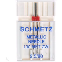 Schmetz Zwillings-Metallic-Nadel 2,5 mm Stärke 80