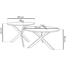 WFL GROUP Couchtisch Lev Weiß Rund 75 x 42 cm