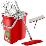 GreenBlue Wischmopp GB850, 8L-Eimer mit 2-Kammer-System zur Nass- u. Trockenreinigung