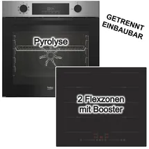Beko Herdset 72L Pyrolyse + PKM Induktionskochfeld 2 Flexzonen Booster Slider