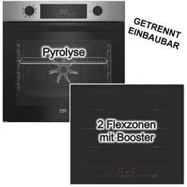 Beko Herdset 72L Pyrolyse + PKM Induktionskochfeld 2 Flexzonen Booster Slider