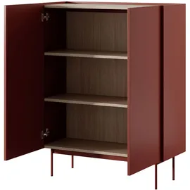Feldmann-Wohnen Highboard 97 x 122 x 37 cm Keramikrot / Eiche