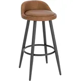 Woltu Barhocker Barstuhl Hocker mit Rückenlehne Fußstütze, aus Kunstleder Metall, für Bars Theken Bistros, Braun,