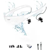 Tayogo Wasserdichter MP3-Player, 8 GB IPX8 Magnetisches Laden Schwimmen Headset, MP3/FM-Modus, Musik-Player zum Schwimmen (weiß)
